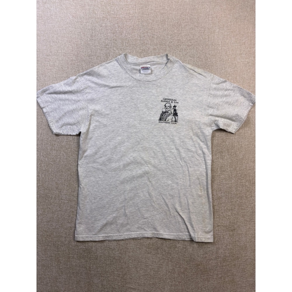 Vintage Hanes Beefy-T General Robert E Lee Southern Tour T-Shirt Gray Large
